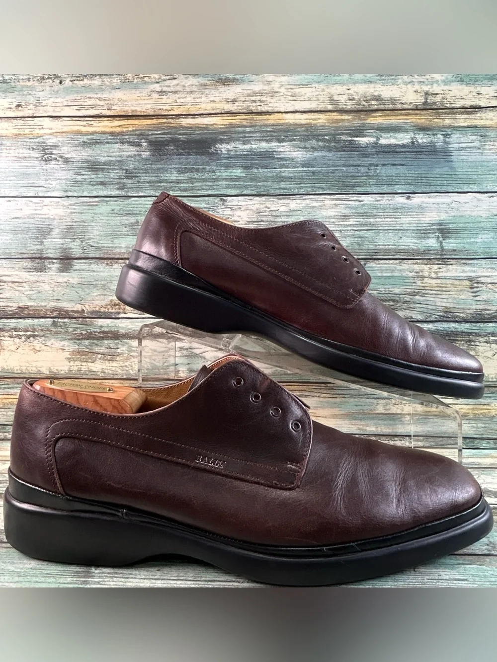 Bally Romedo Oxford Shoes Mens Size 10.5D Soft Brown Leather Italy Made Dress